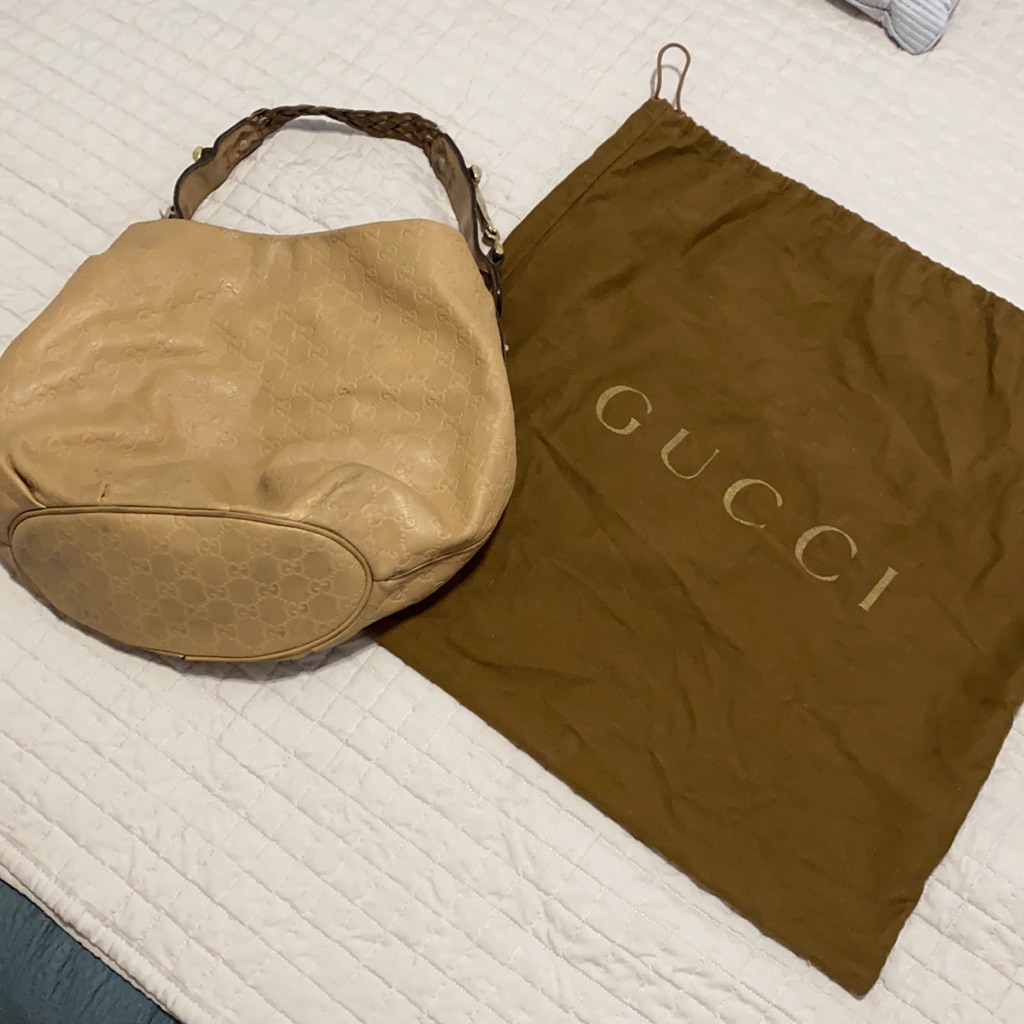 Authentic Gucci Leather Embossed Shoulder Bag